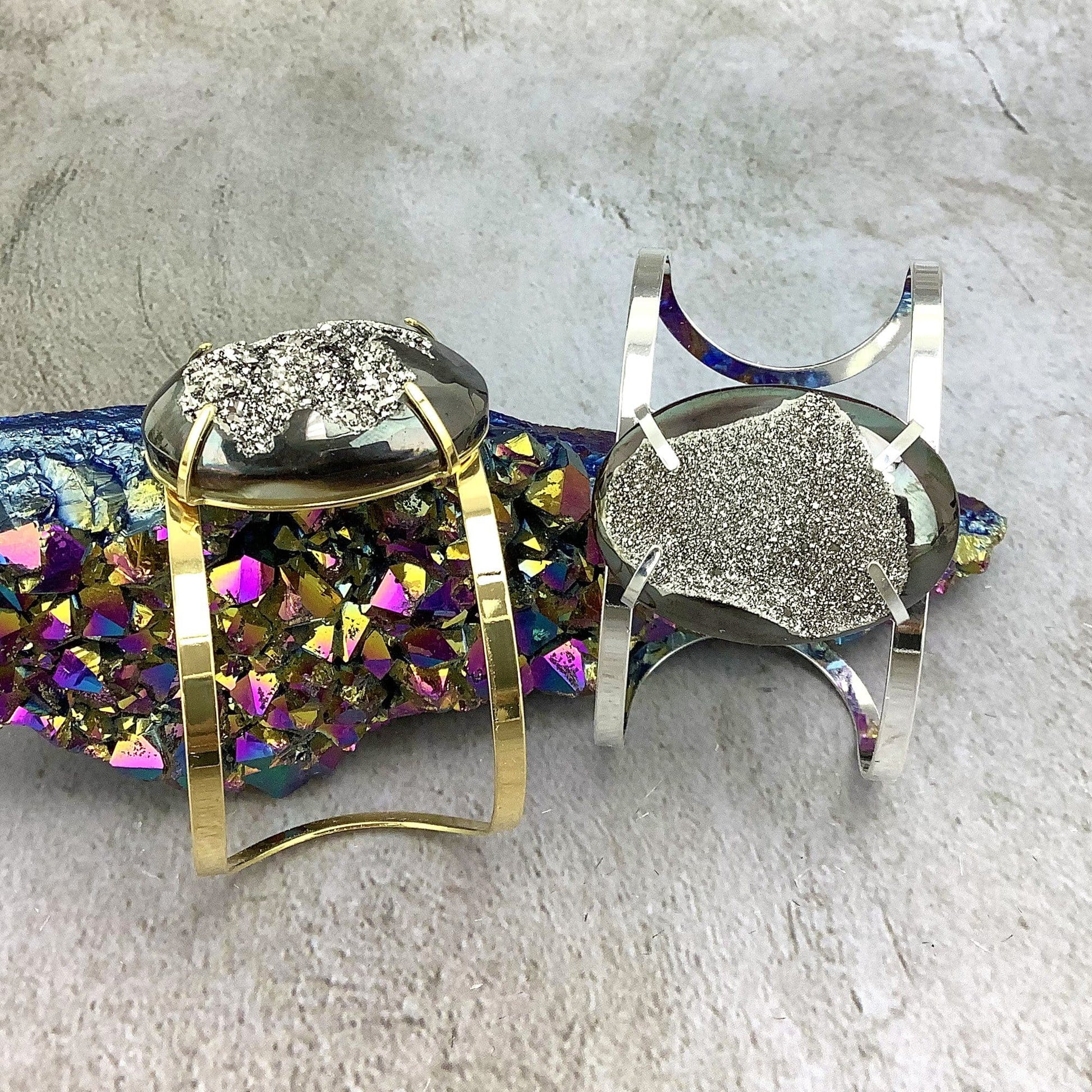 2 titanium drusy bracelets