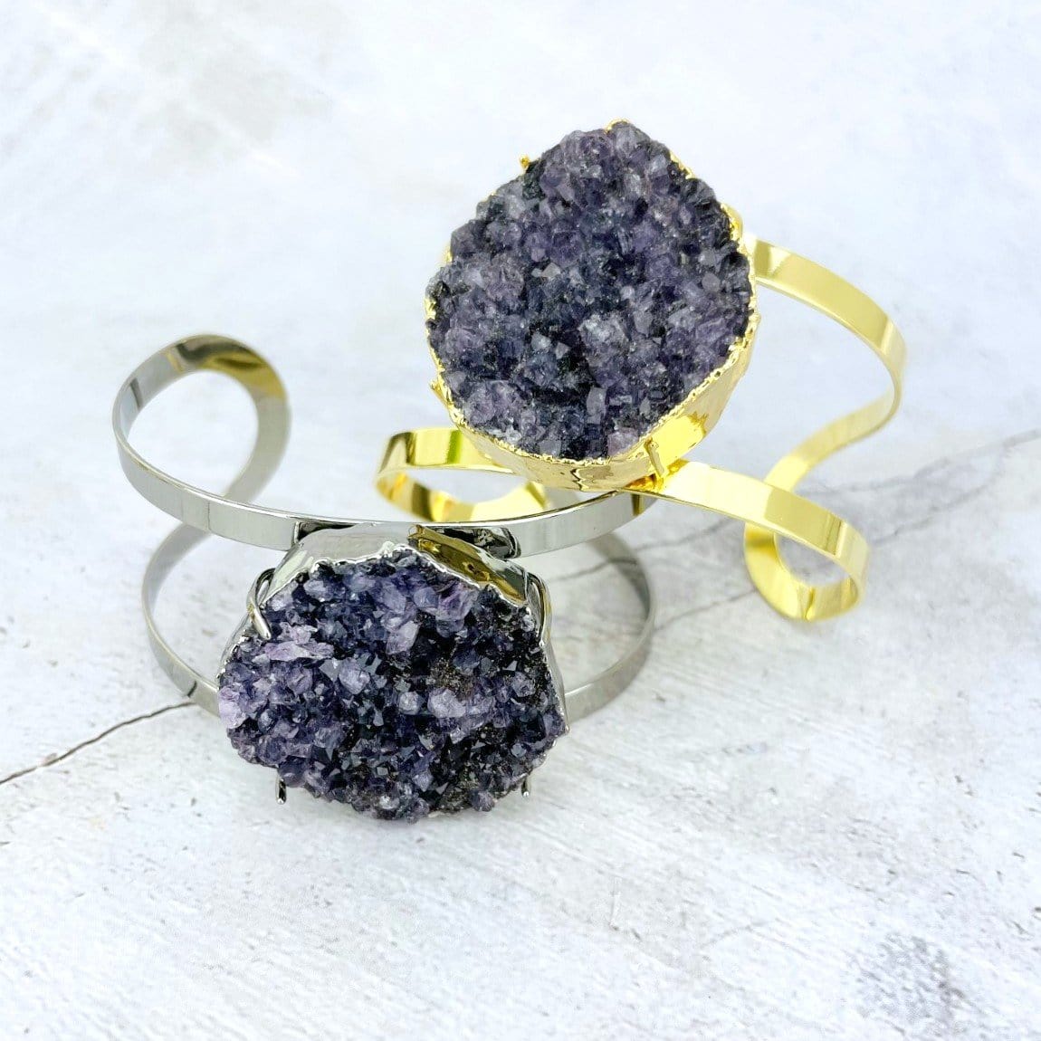 amethyst bracelets next to each other