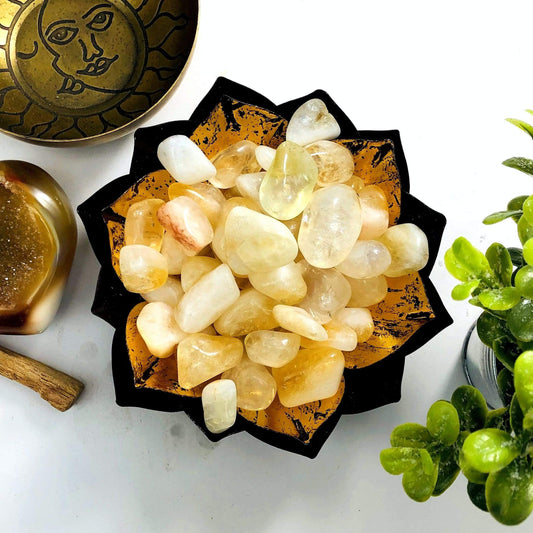 1 lb Citrine Tumbled Stones (Polished Yellow Gemstones for Crafts & Decor)
