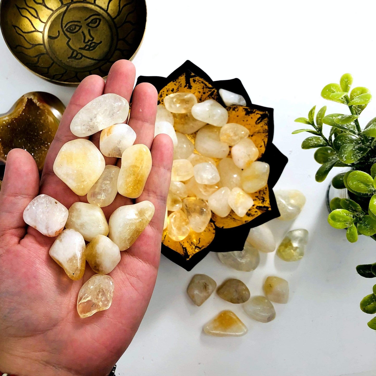 1 lb Citrine Tumbled Stones (Polished Yellow Gemstones for Crafts & Decor)