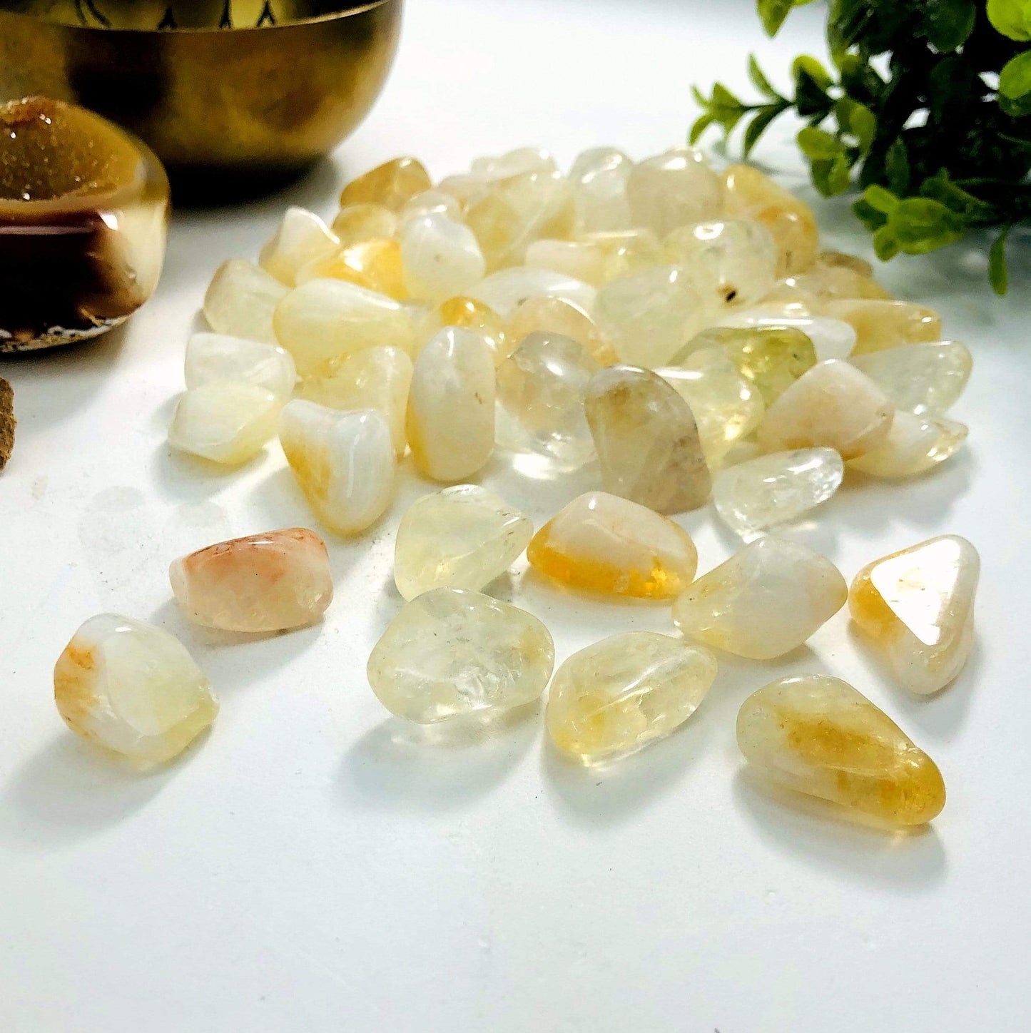 1 lb Citrine Tumbled Stones (Polished Yellow Gemstones for Crafts & Decor)