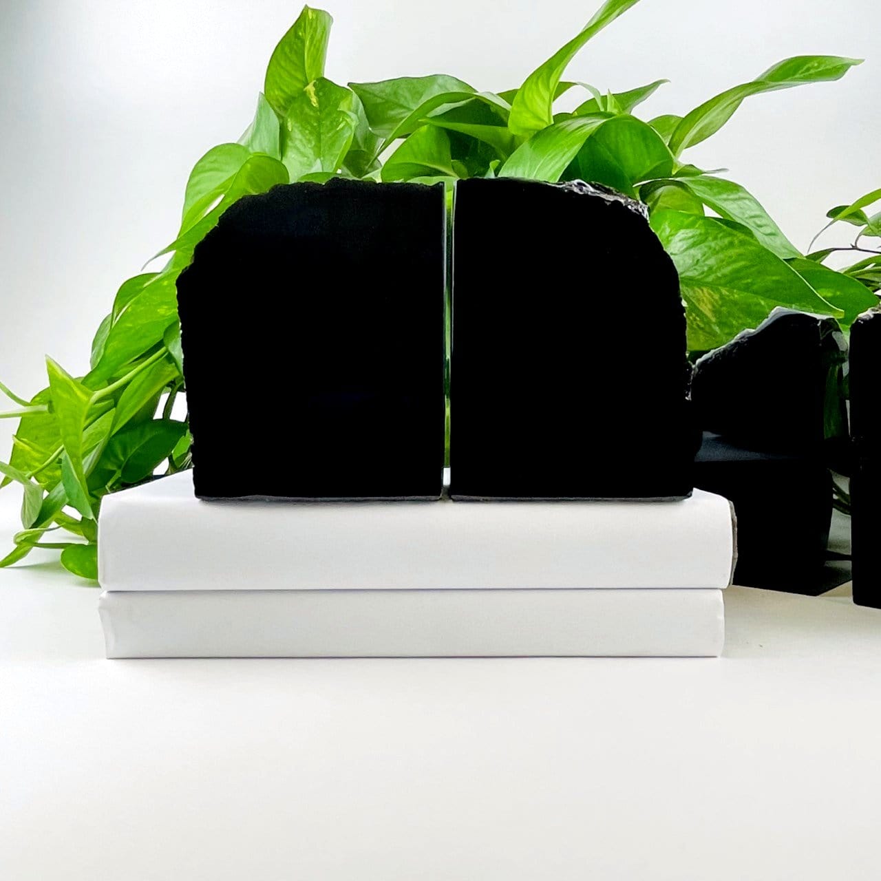 Black Obsidian Bookend Set on white background