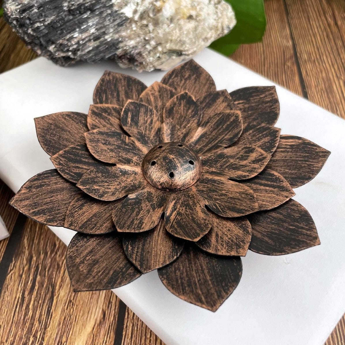 Metal Lotus Incense Holder Burner in copper color