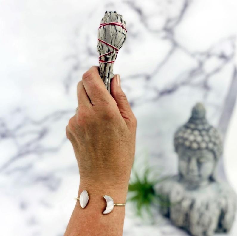 bracelet cuff displayed on wrist to show how it fits