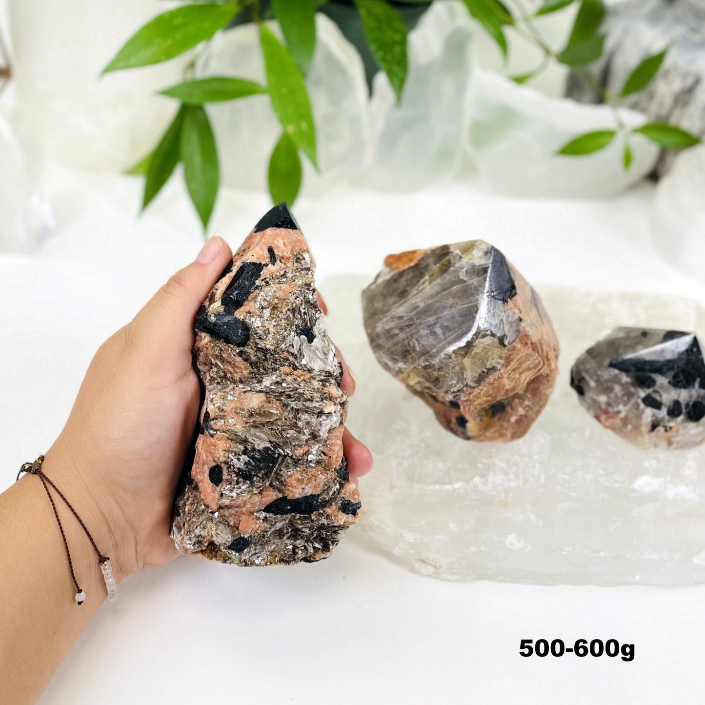 Black Tourmaline with Feldspar Semi-polished Points weight in 500-600g