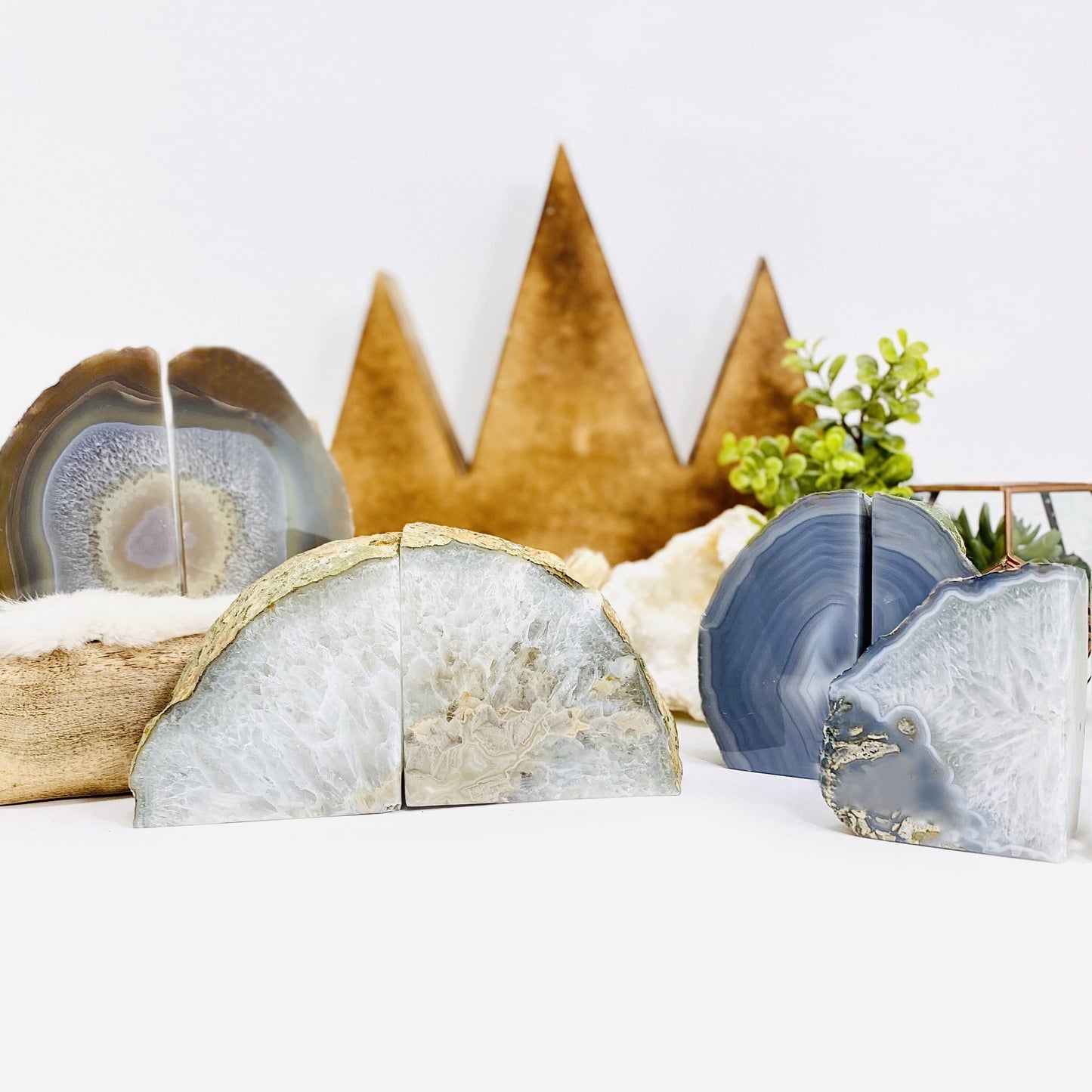 Natural Agate Bookend Pair - 6 to 9 lb - 4 in a group