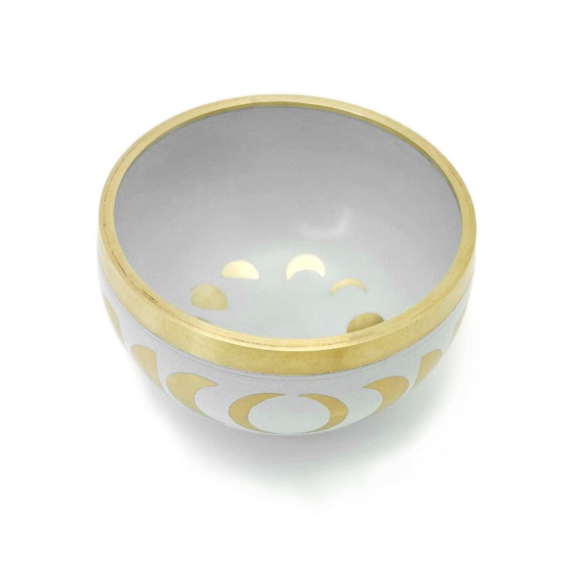 White Moon Phase Brass Singing Bowl