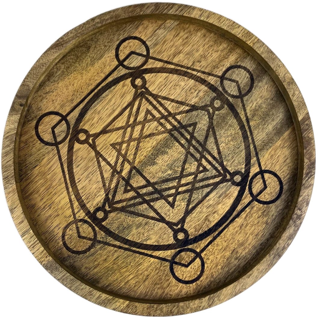 large Metatron Wood Tray in Mango Wood 