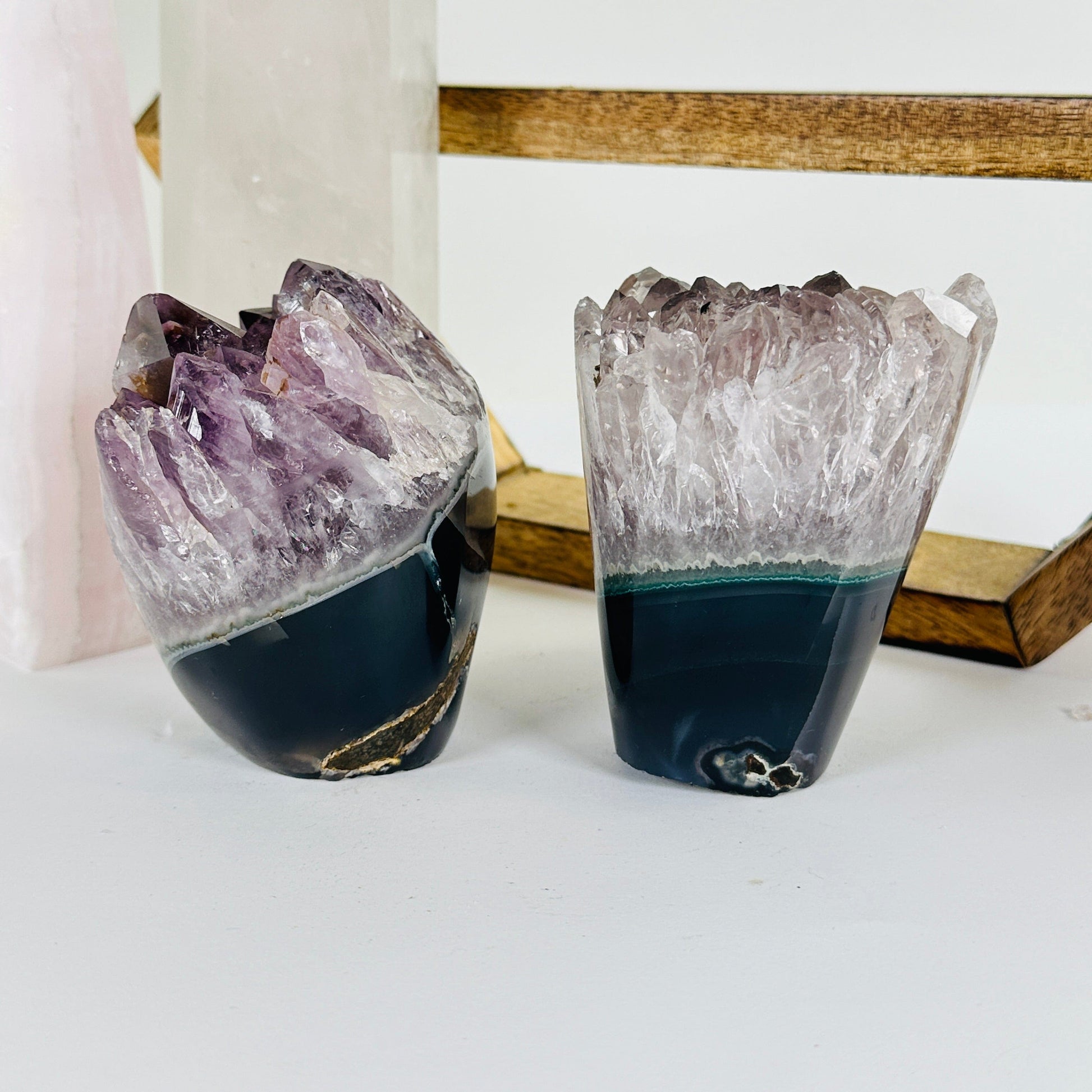 amethyst with decorations in the background