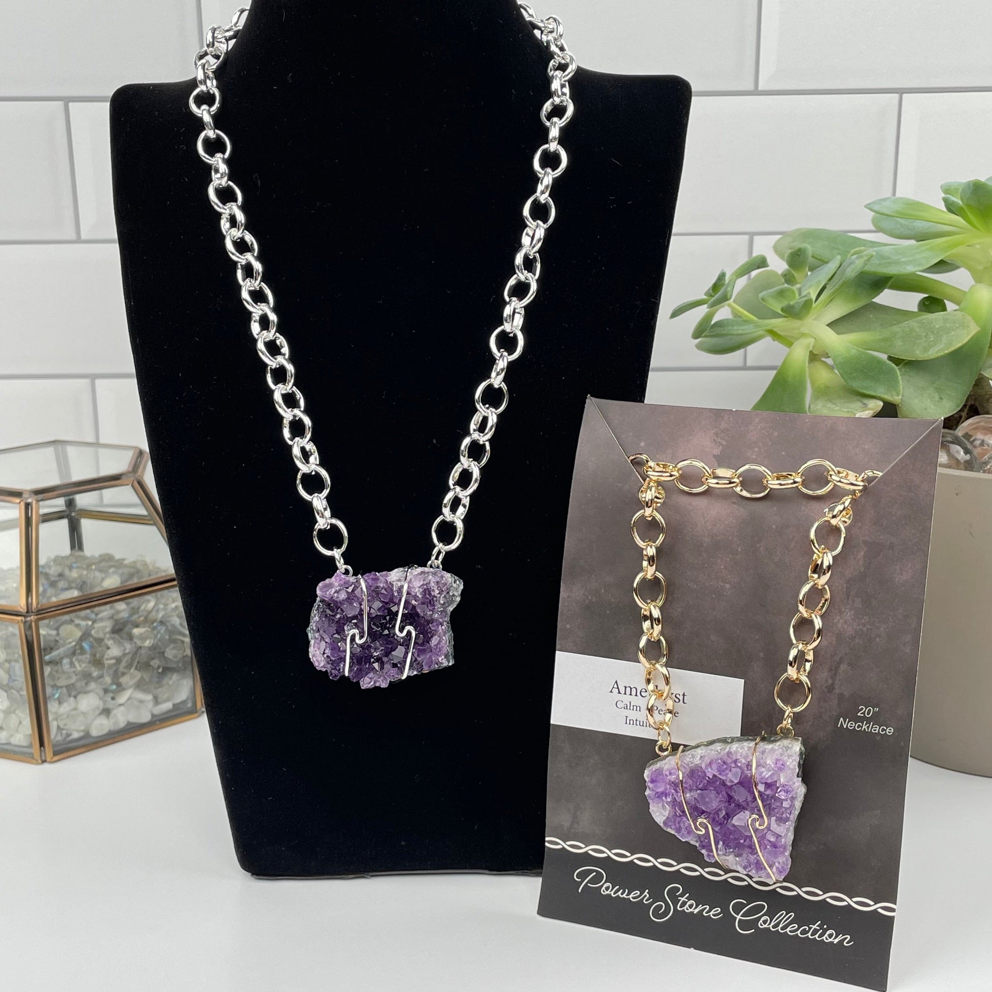 necklace displayed to show how it would look when on a neck 