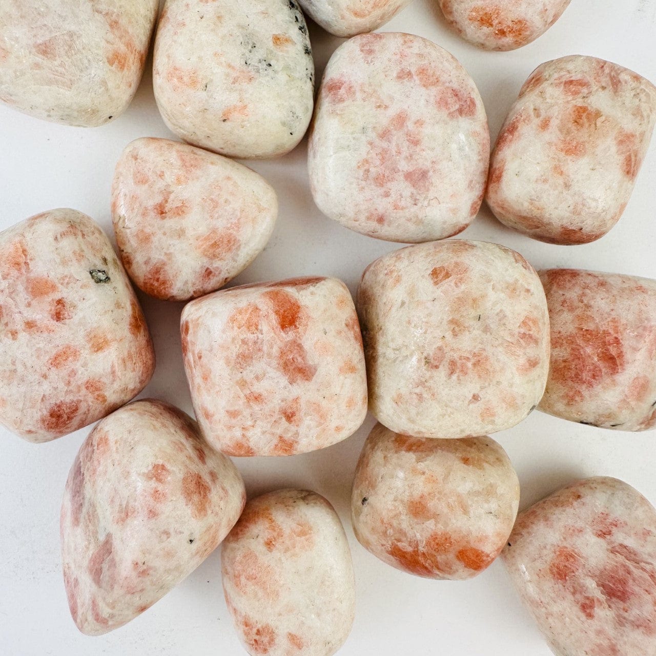 Tumbled Polished Sunstone Stone - 1/2 lb bag up close