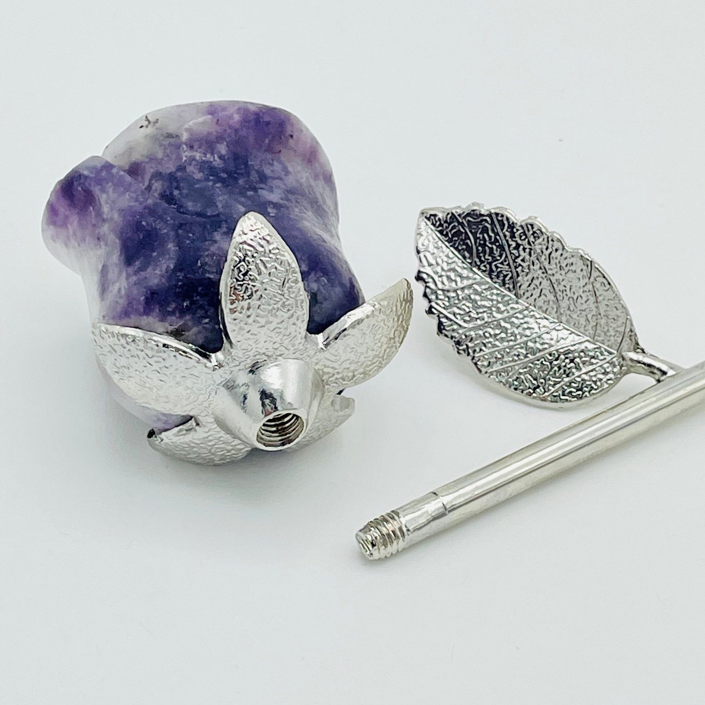 close up of the rose top and stem 