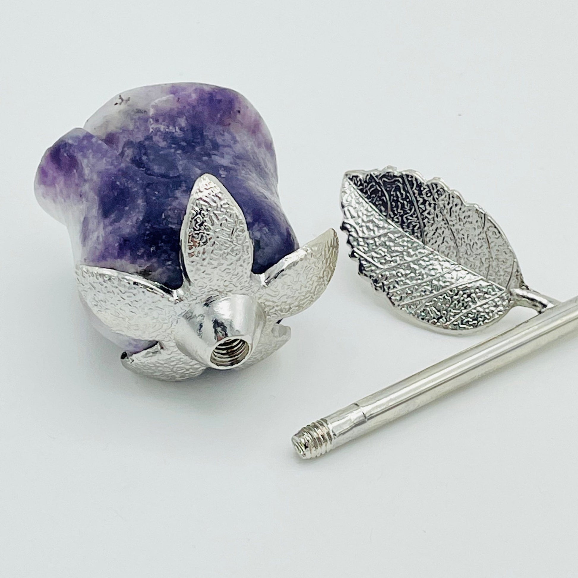 close up of the rose top and stem 