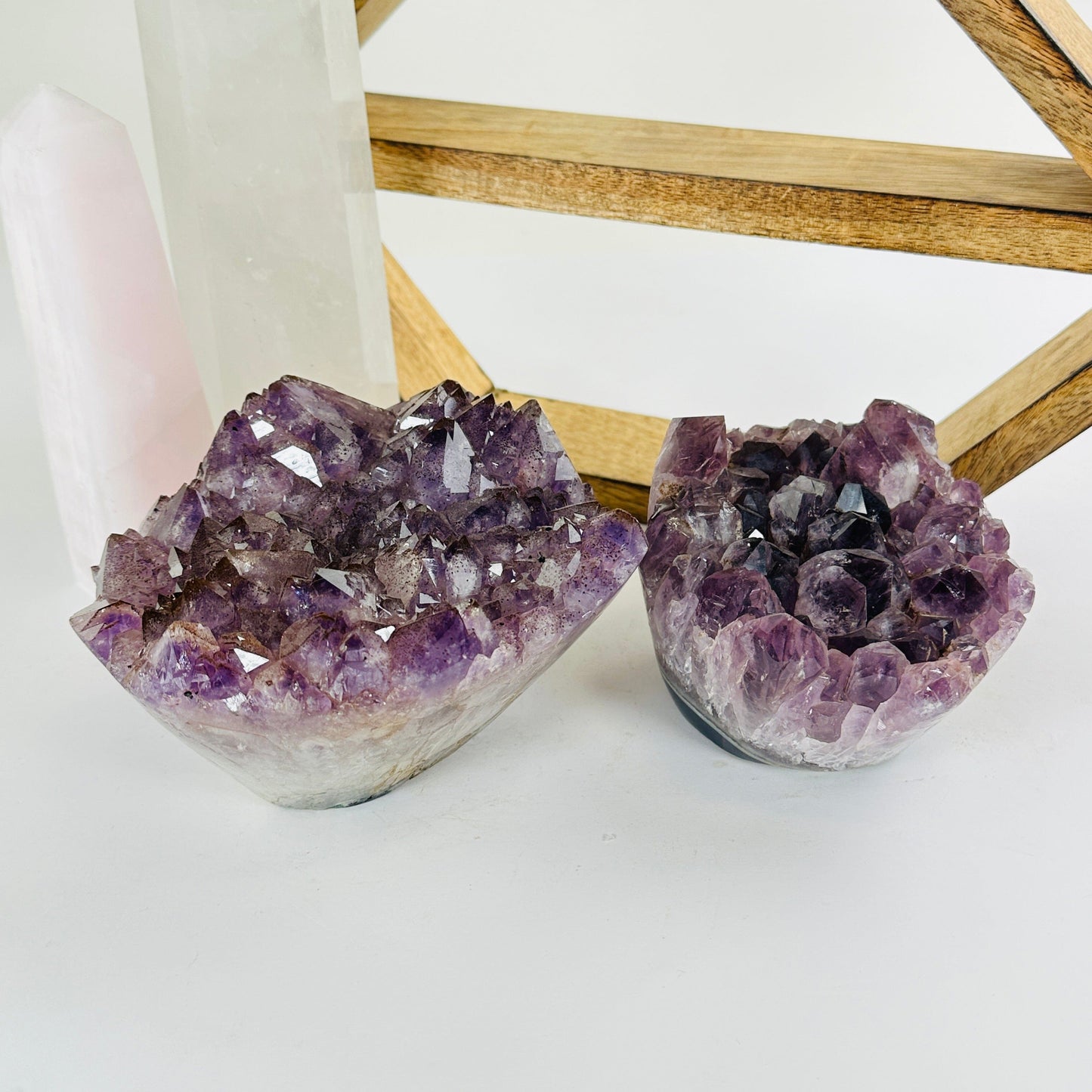 amethyst with decorations in the background