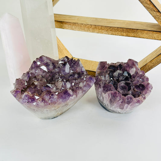amethyst with decorations in the background