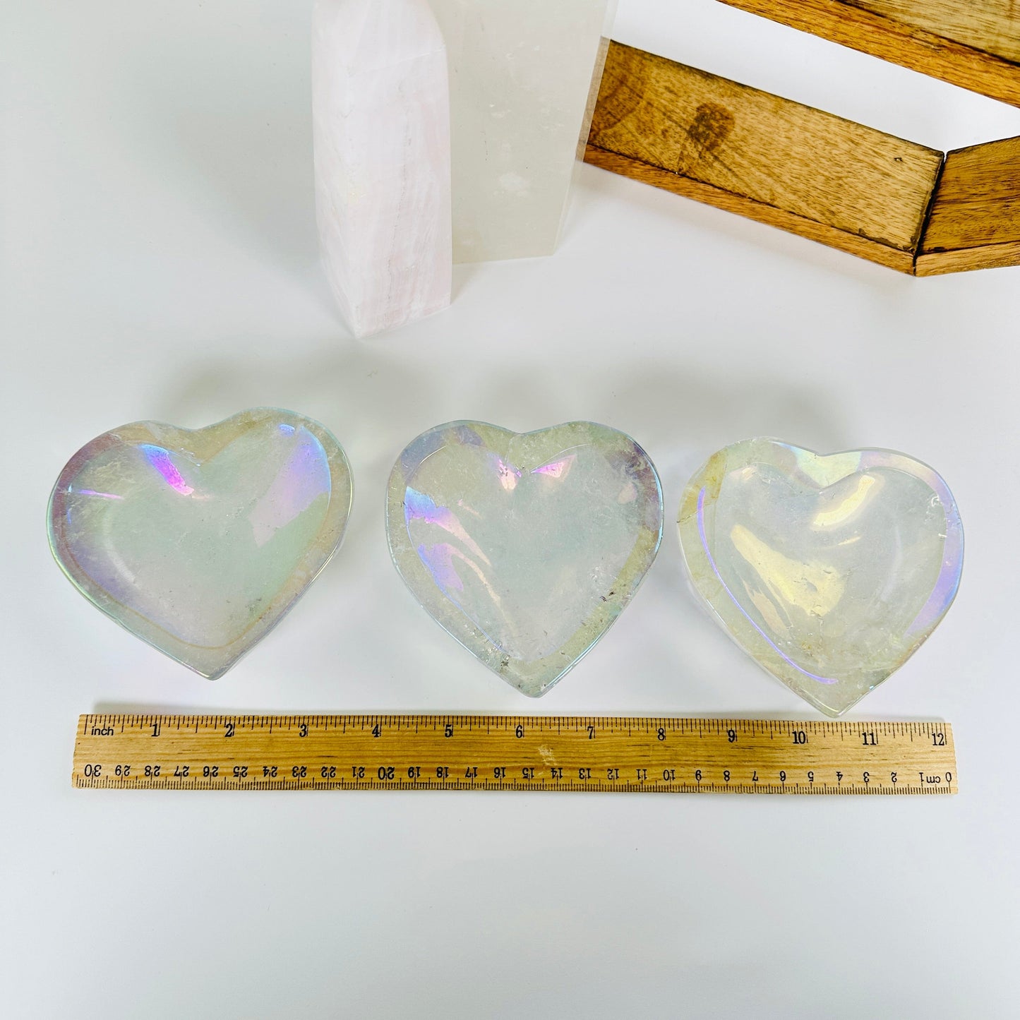 crystal quartz with decorations in the background