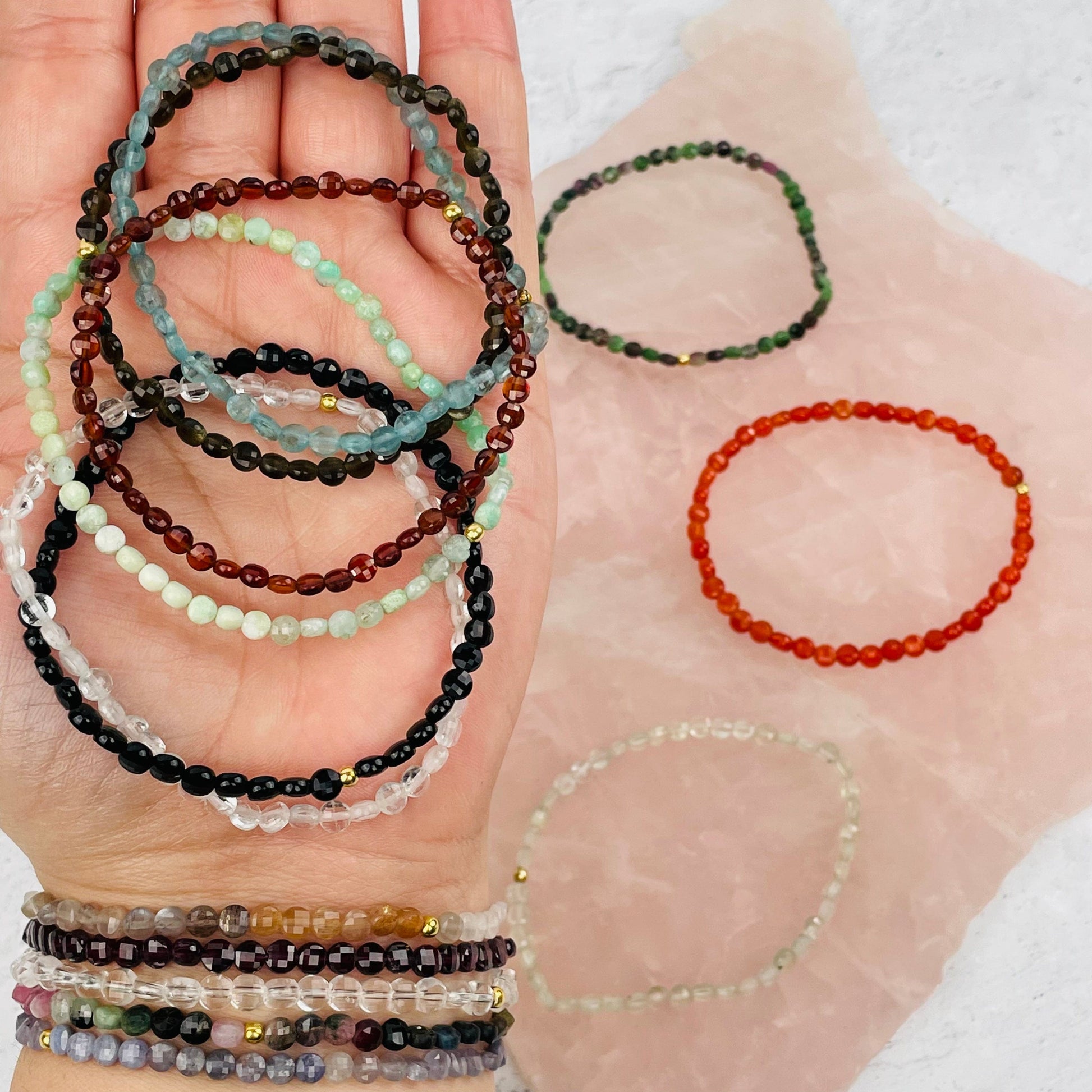 close up of the details on the bracelets 