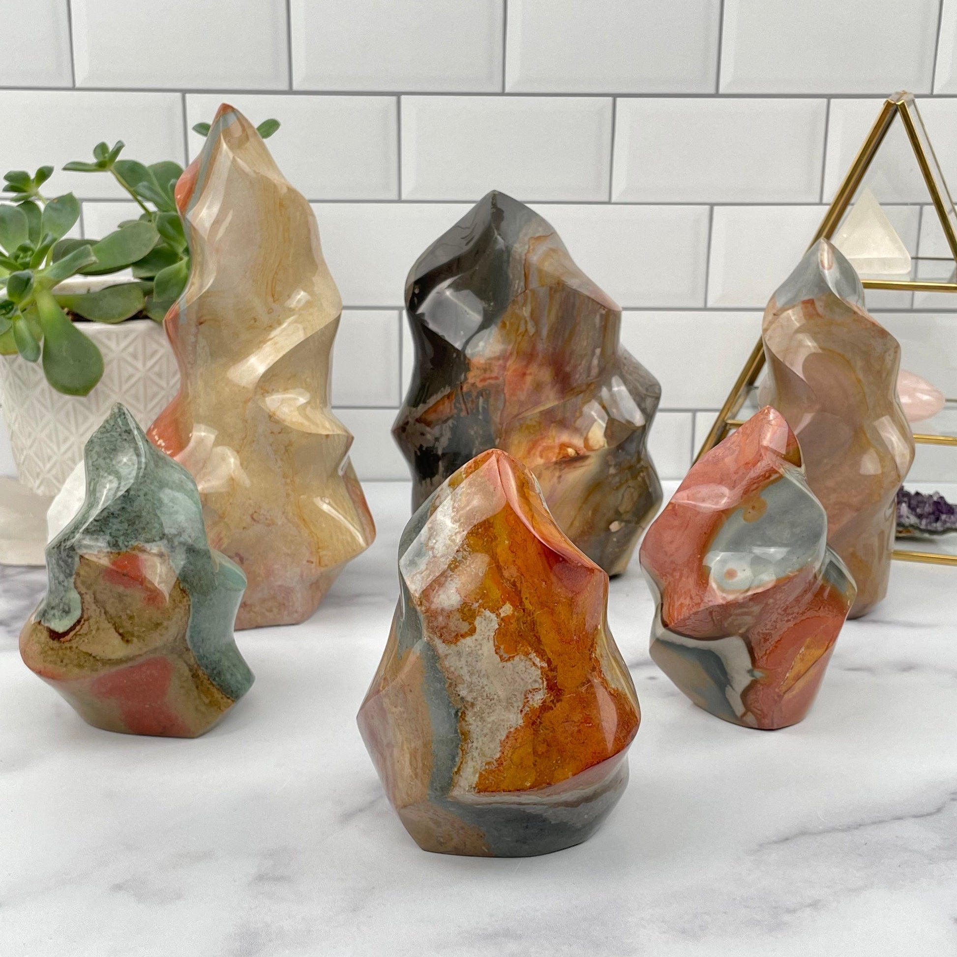 multiple flame points displayed to show the differences in the sizes and color shades 