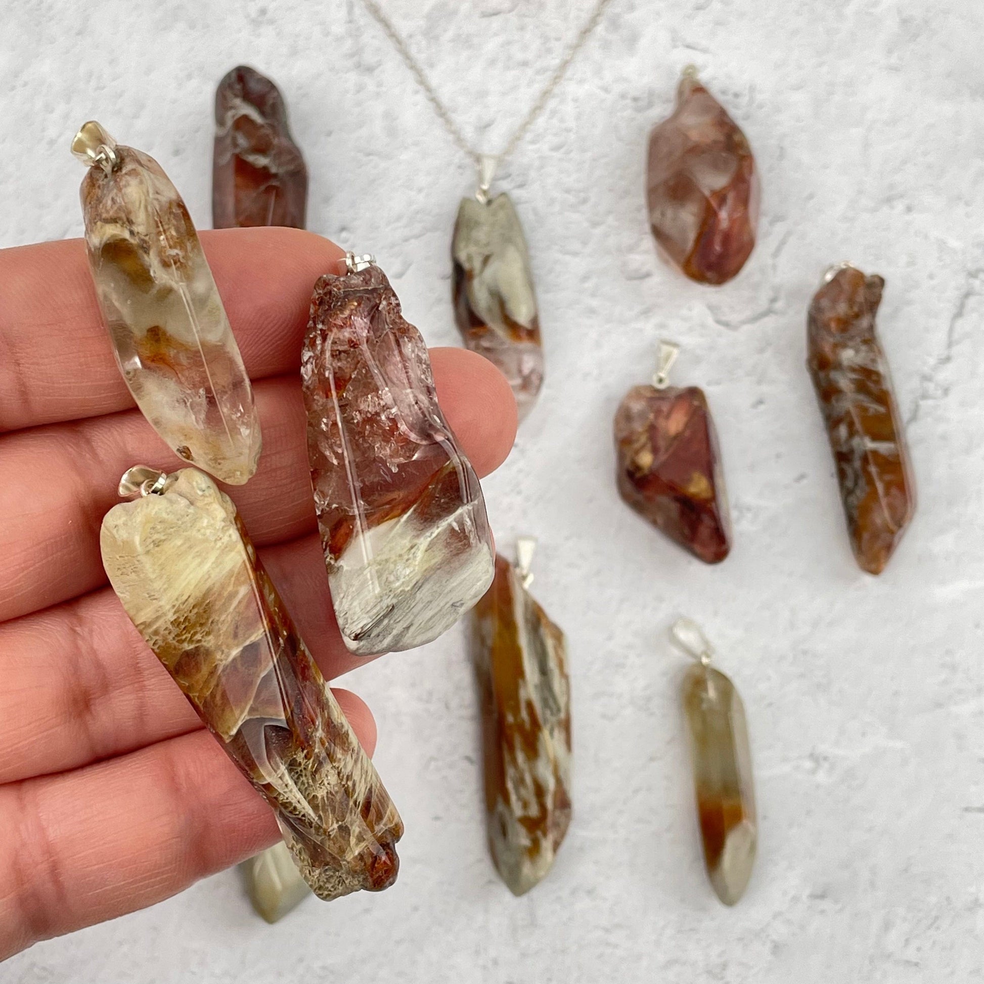 close up of the details on the pendants 