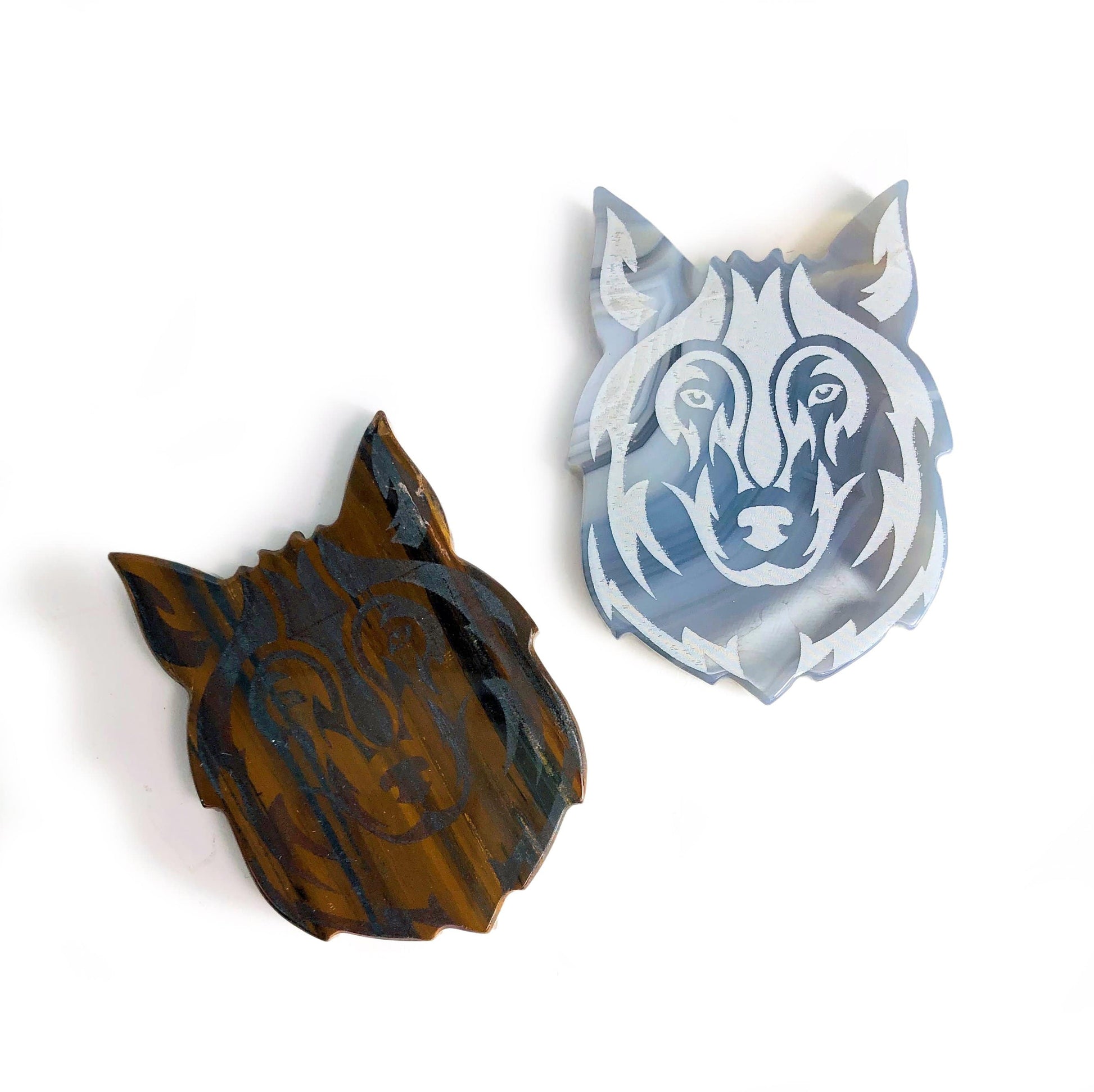 2 Gemstone Wolf Slices on white background