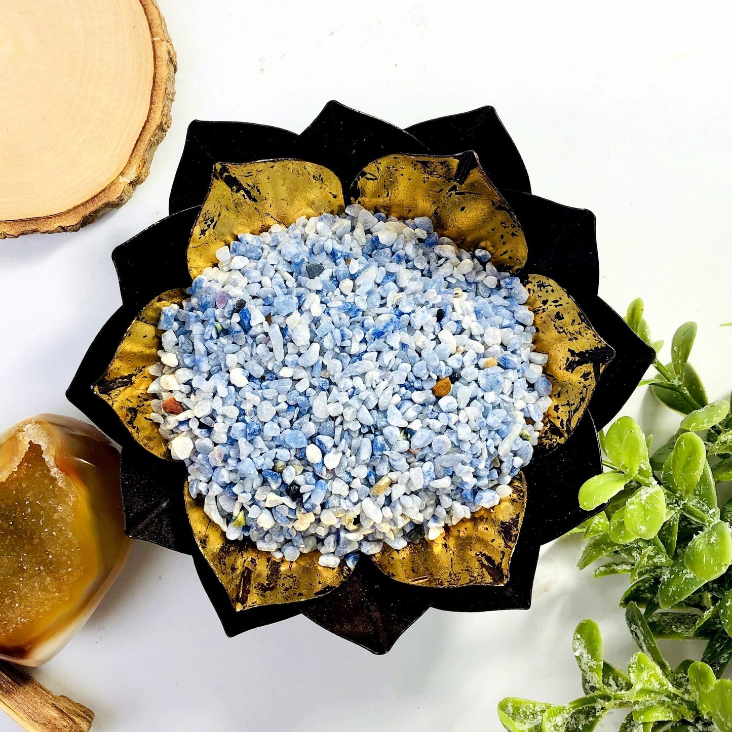 Blue Quartz Tiny Chip Stones  - Blue Gemstones -One Pound bag (TS-202B)