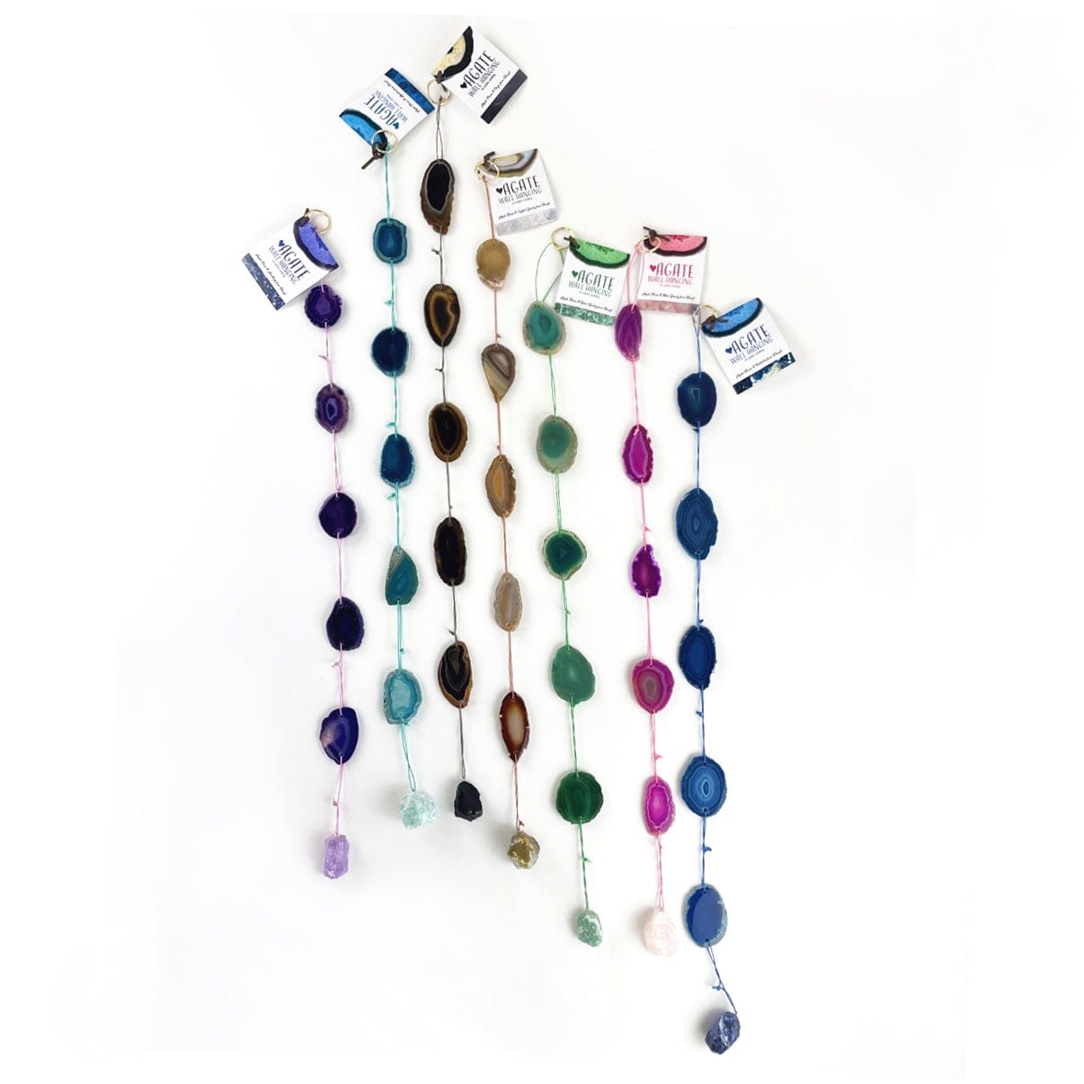 Agate Wall Hanging with Accent Stone on Cotton Cording (WCHM-S2)