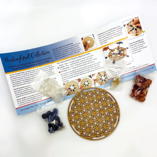 Healing Crystal Grid Set showing contents