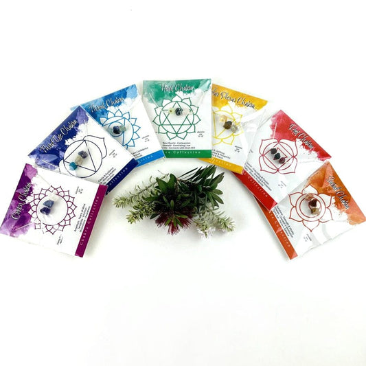 Chakra Collection 3Stone Necklaces on Display Cards