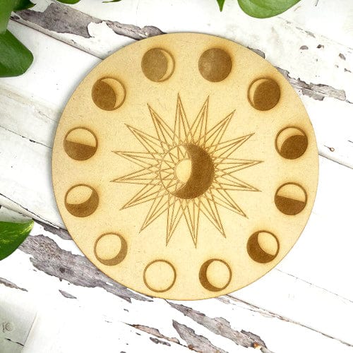 wooden crystal grid on a table
