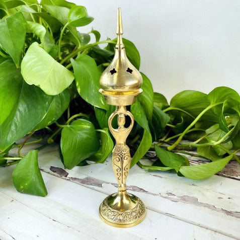 Brass Incense Holder Bruner Statue of a Woman with lid