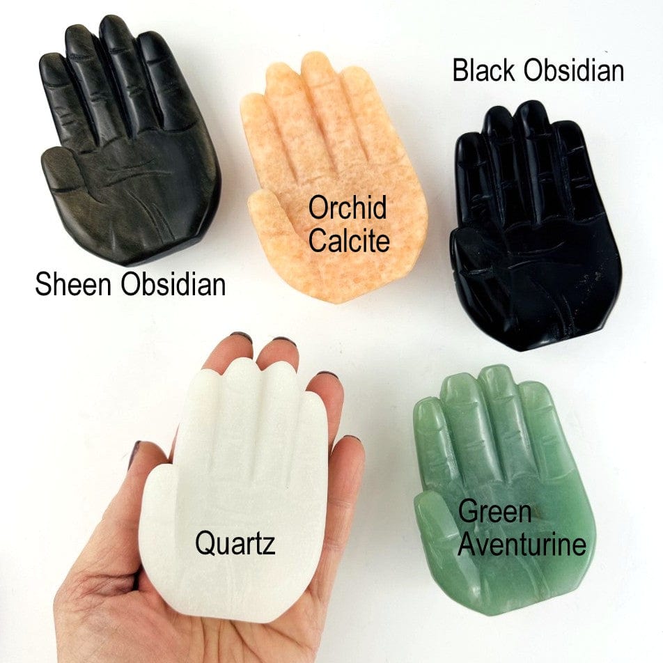 Hamsa Hand Stone Carvings with stone name called out for each style