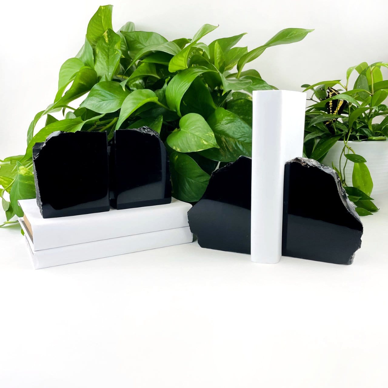 Polished Black Obsidian Bookend Set come in Small  3-4.5lbs 1.5-2K and  Large 4.5-6.5 lbs  2-3K