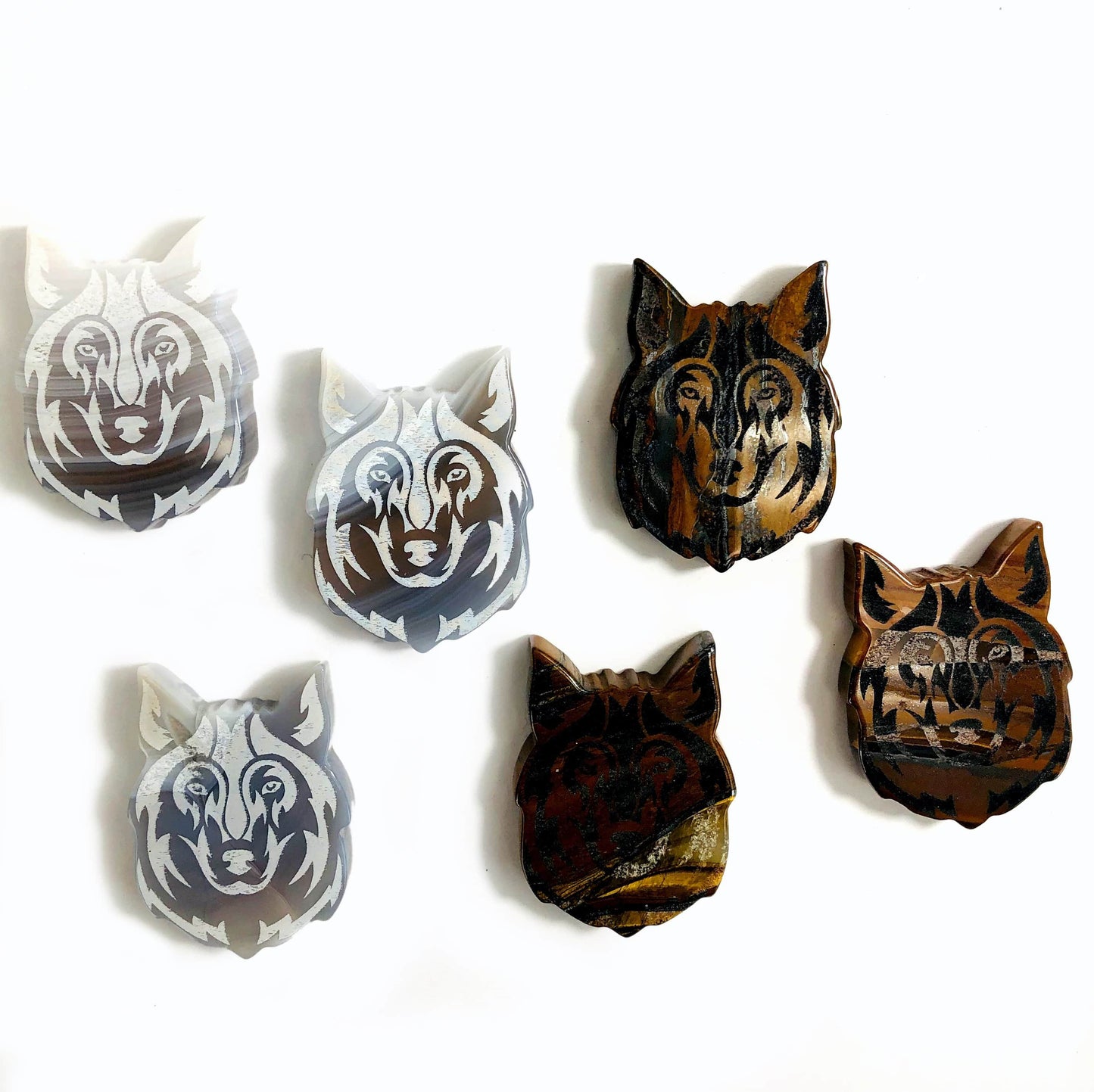 6 Gemstone Wolf Slices on white background