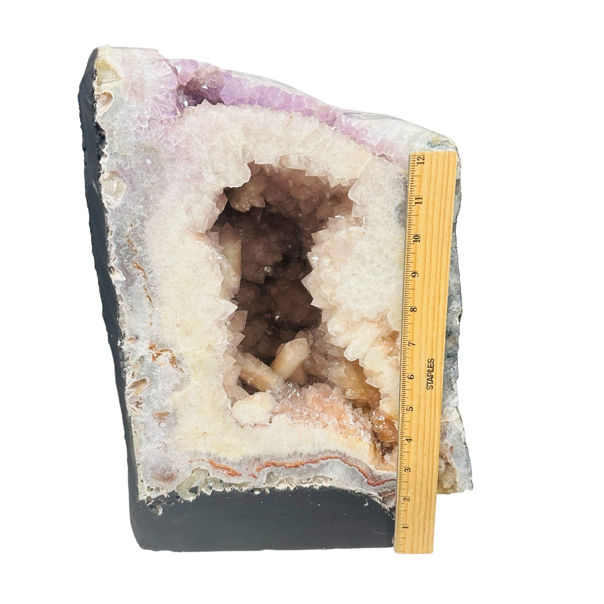 amethyst cathedral next to a ruler for size reference