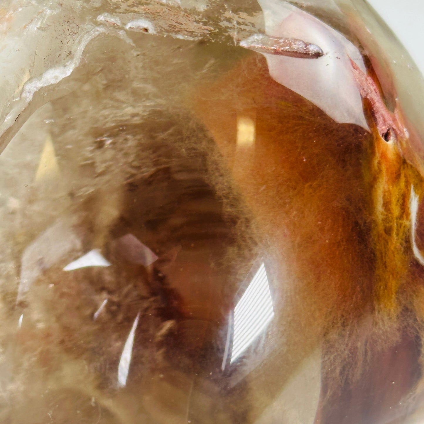 Amphibole Quartz Polished Crystal Lens - One-of-a-Kind closeup for detail