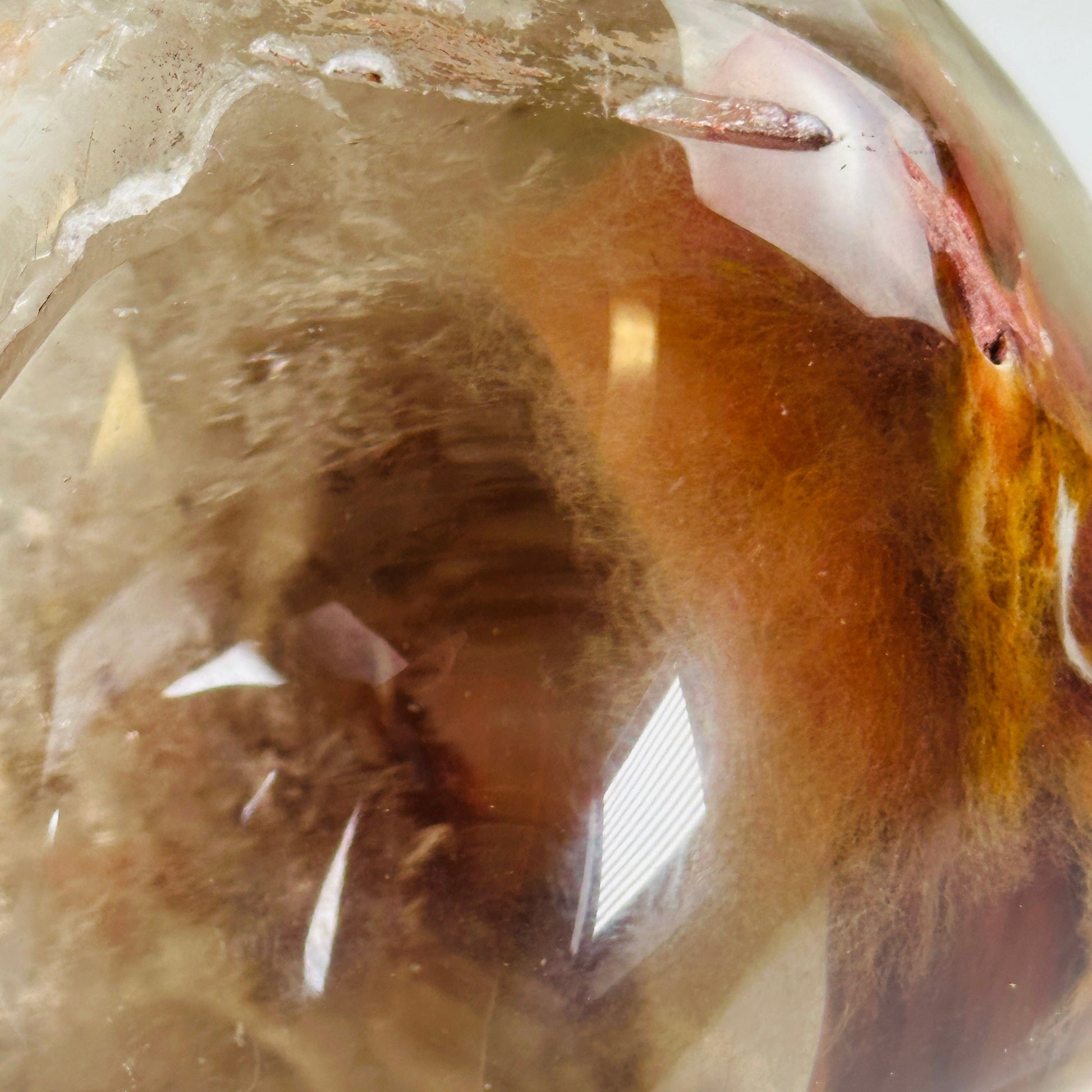 Amphibole Quartz Polished Crystal Lens - One-of-a-Kind closeup for detail