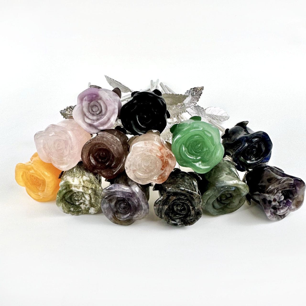 Crystal Rose - Carved Stones showing up close details