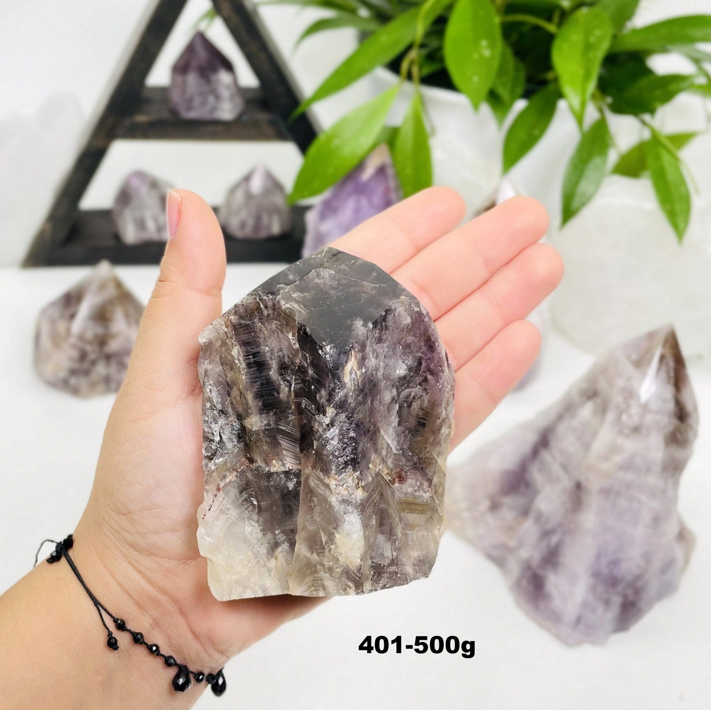 seven minerals in one polished points showing weight in grams