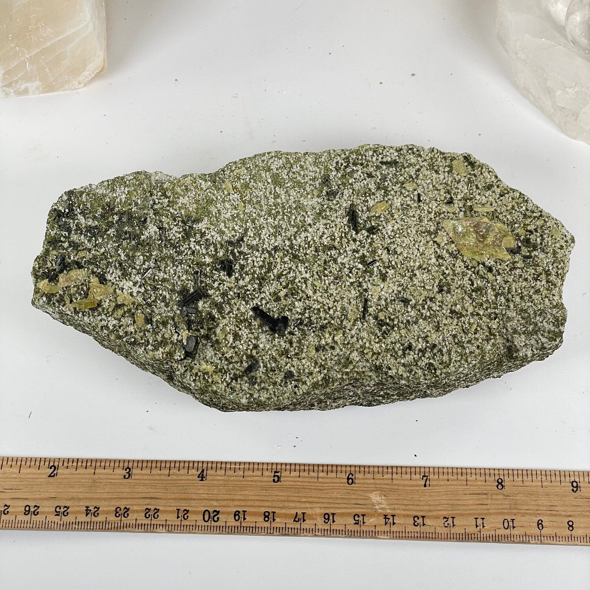 Epidote Crystal Cluster on Matrix - One-of-a-Kind #1 with ruler for size reference