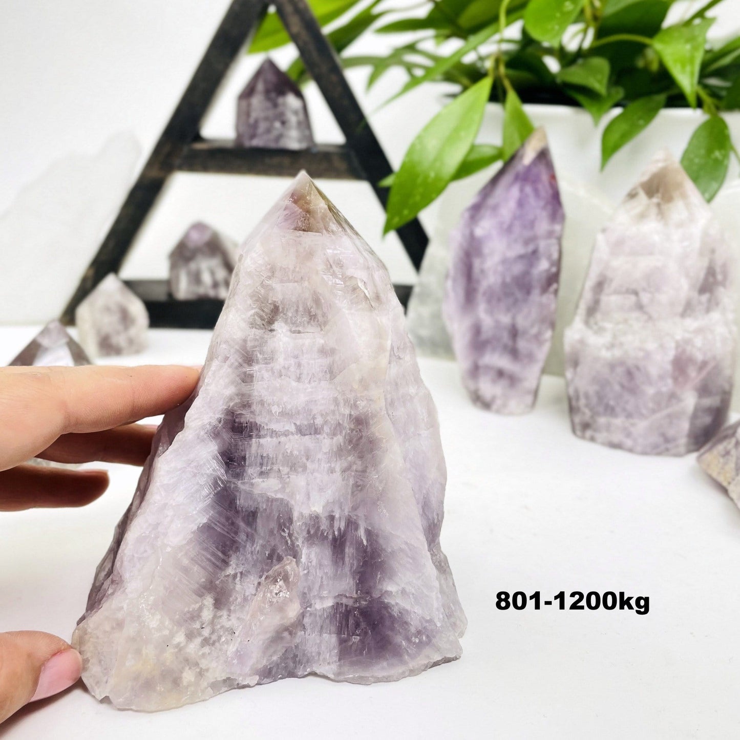 seven minerals in one polished points showing weight in grams