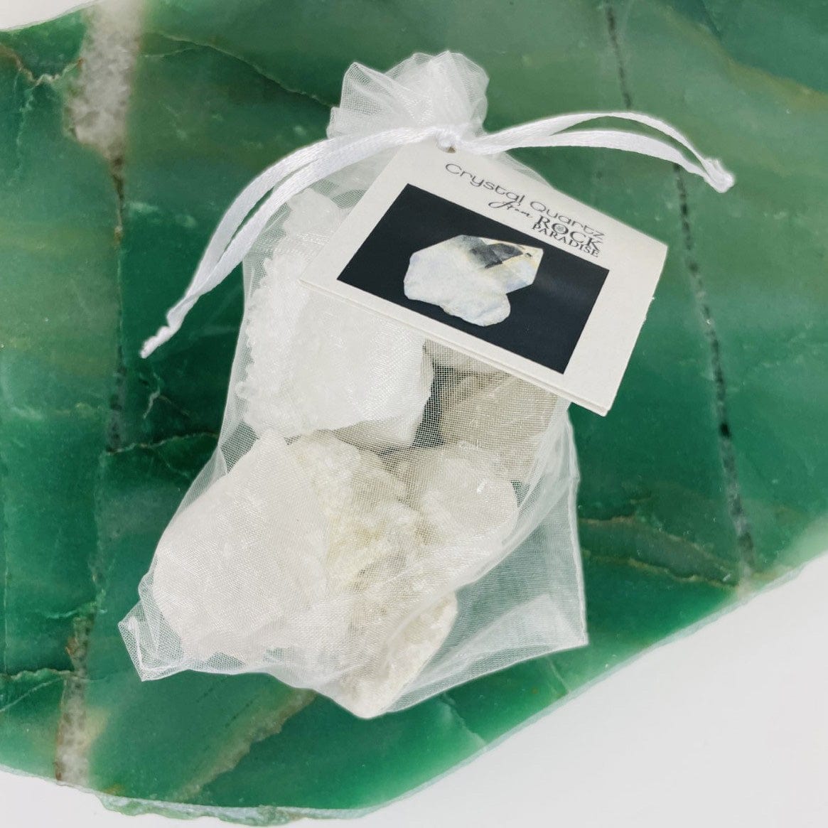 5 Crystal Clusters and Points "The Power Stones" Set in an organza bag tied and tagged with information card