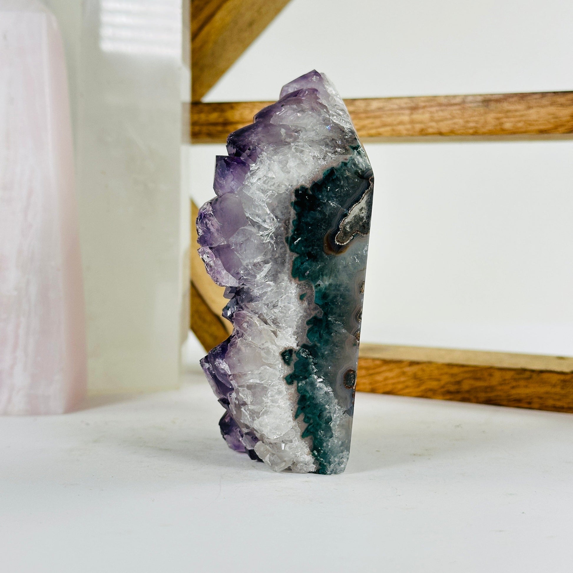 amethyst with decorations in the background