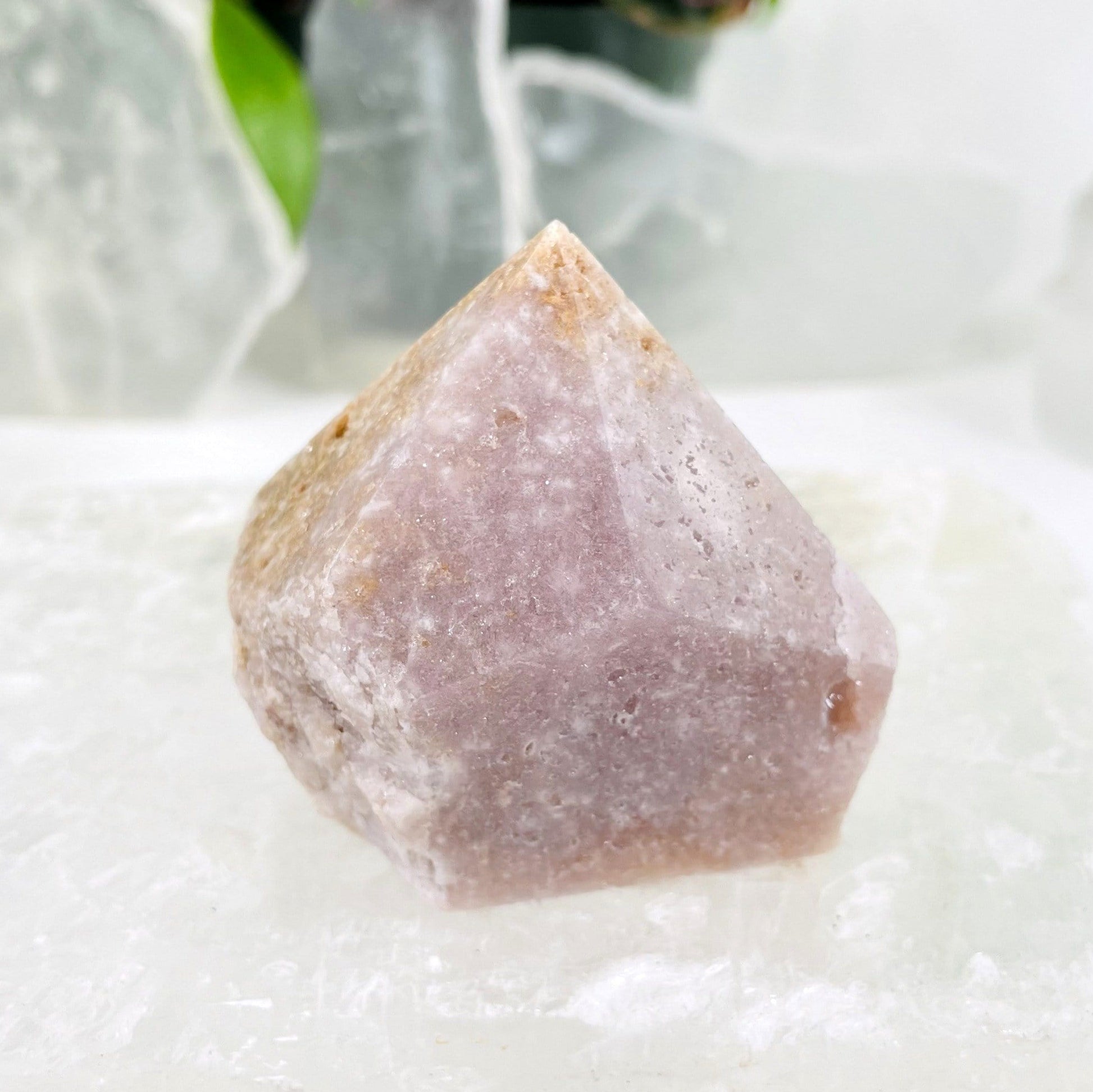 Pink Amethyst Point - Semi-polished Point up close