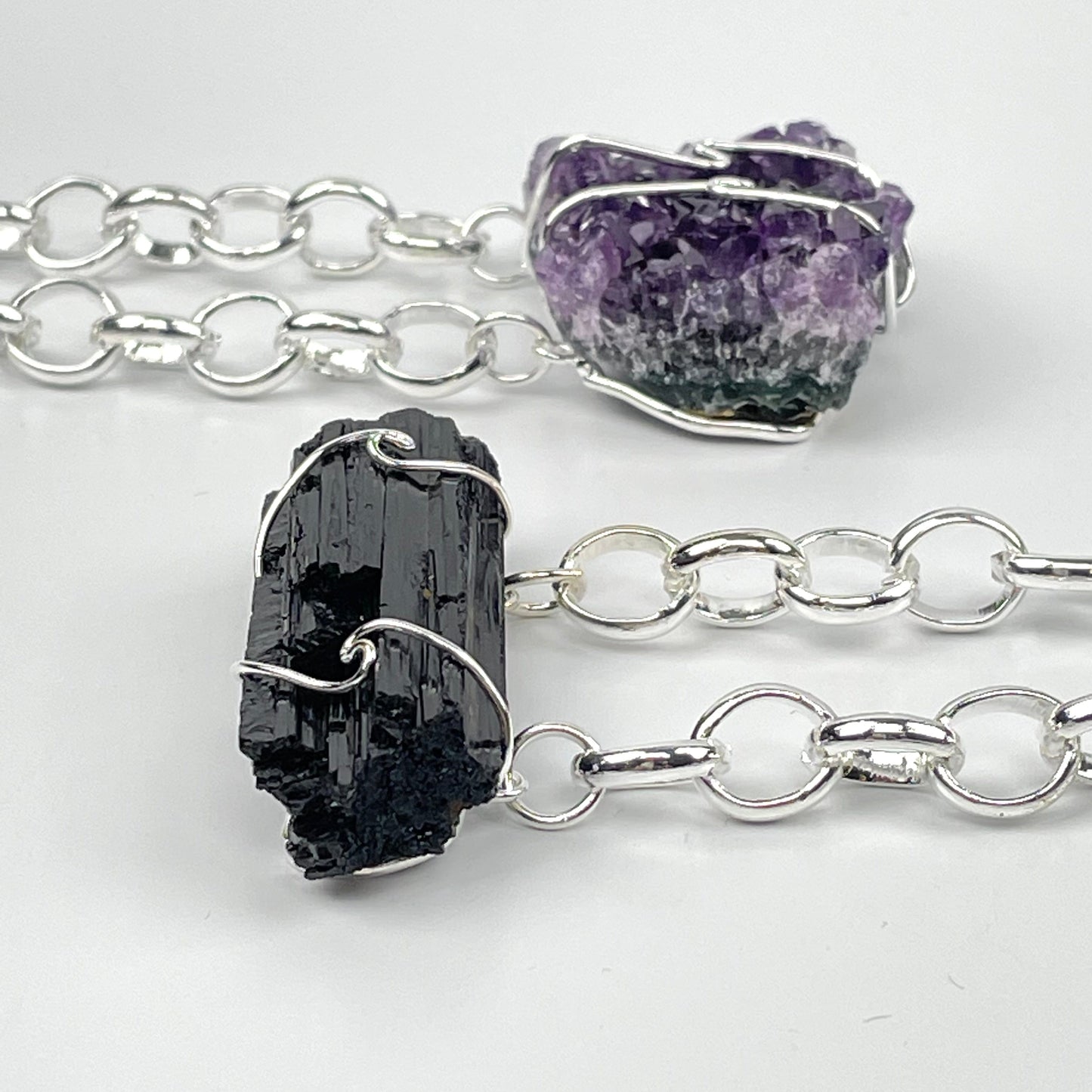 Statement Power Stone Necklace - Natural Crystal Pendant Necklace Choose Stone