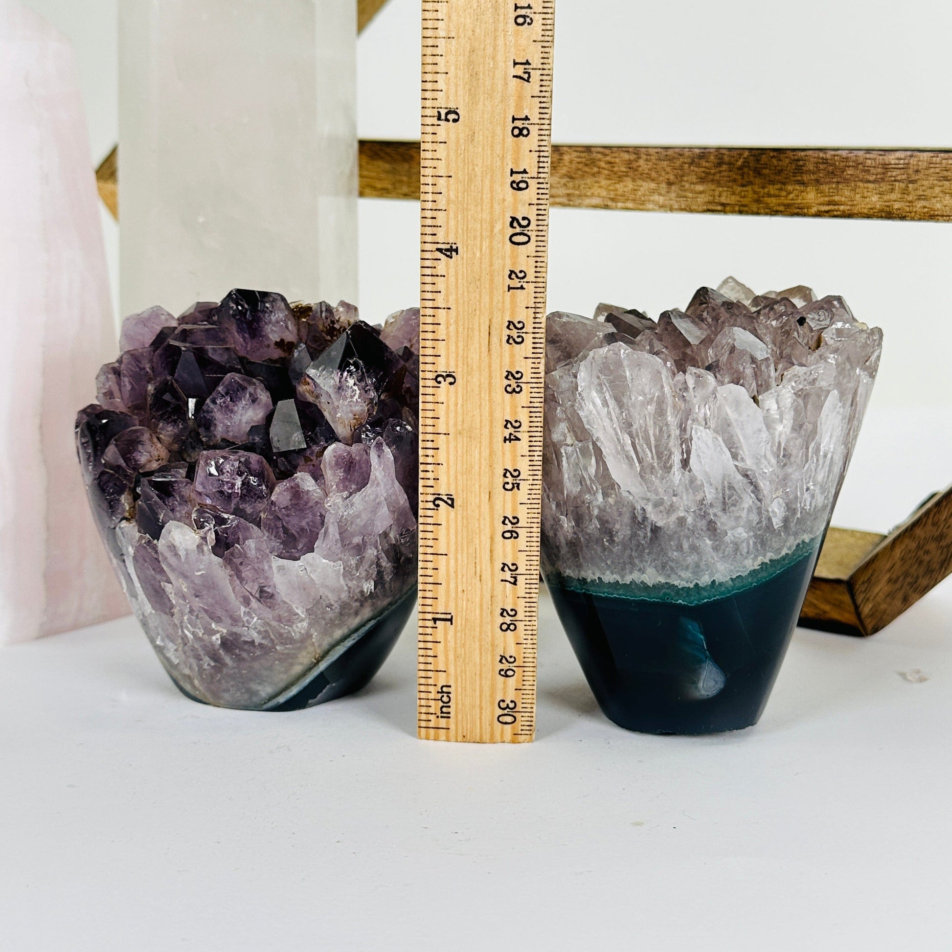 amethyst with decorations in the background