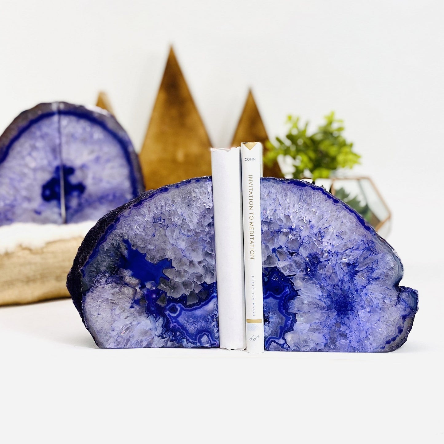 agate bookend set as home decor 