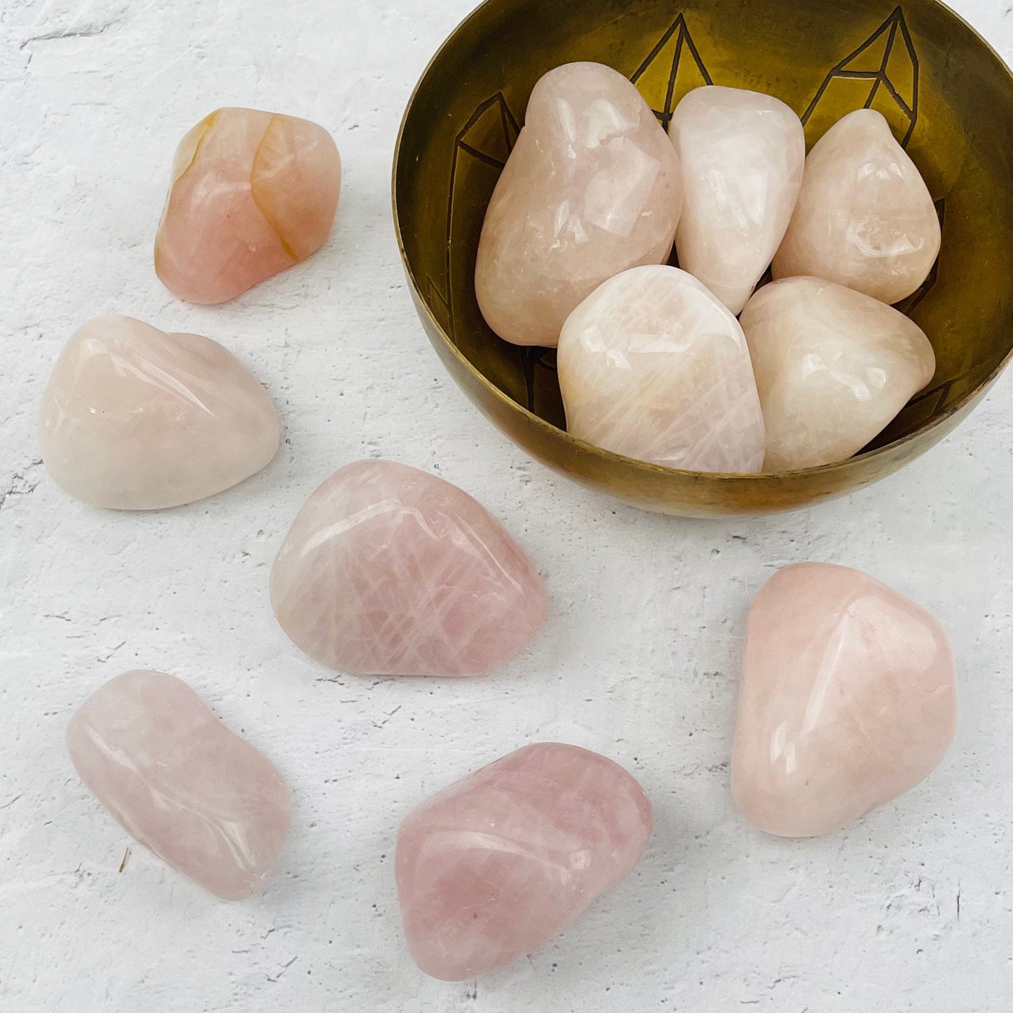 tumbled stones displayed as home decor
