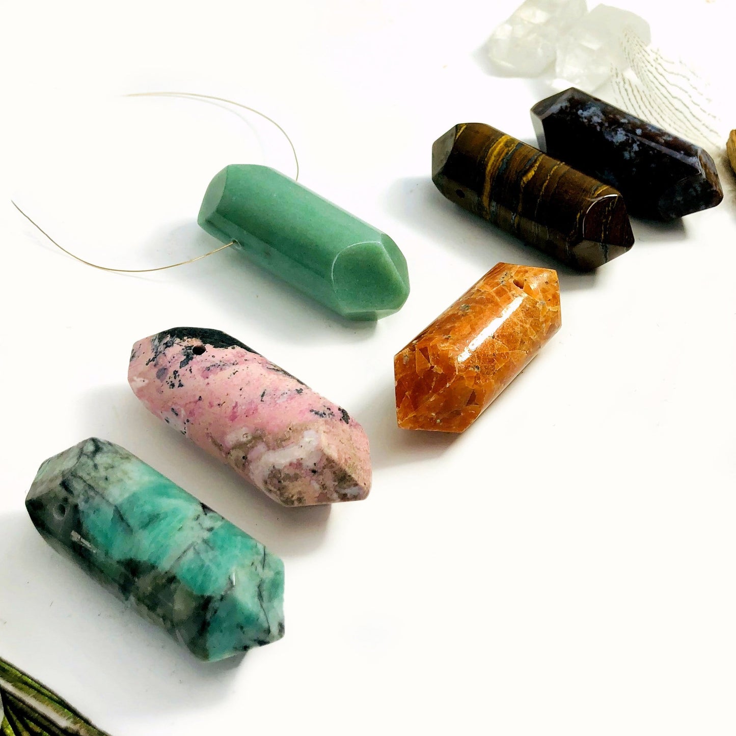 side view of gemstone drilled points for thickness reference