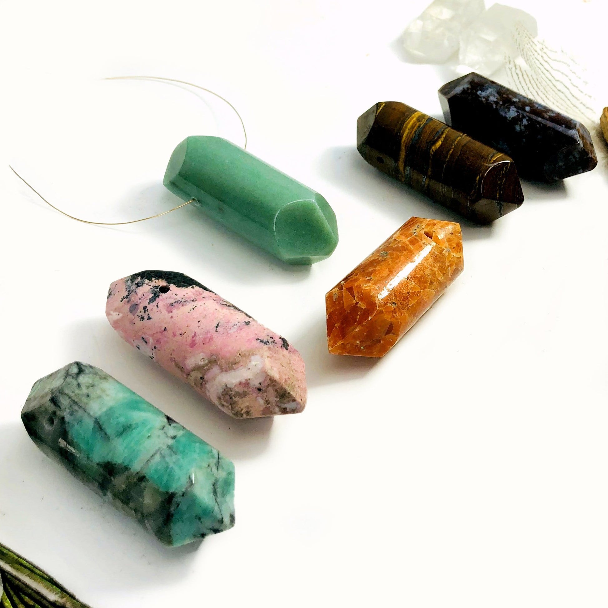 side view of gemstone drilled points for thickness reference