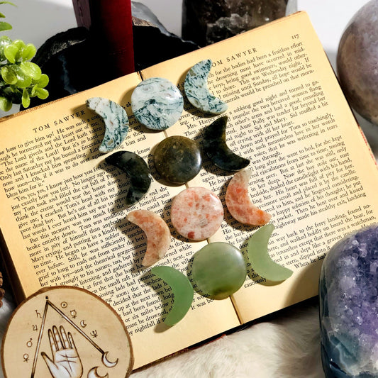 Gemstone Moon Phase Stones displayed to show variation stone 